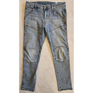 G Star Jeans Mens 30x32 Blue Raw Elwood 5620 3D Padded Knee Slim Denim